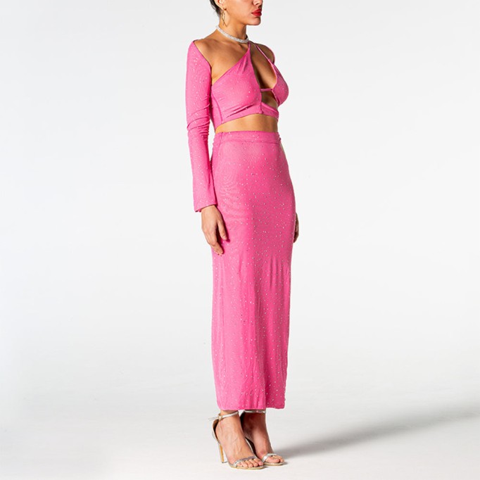 Long Sleeve Slit Maxi Dress PZC2401